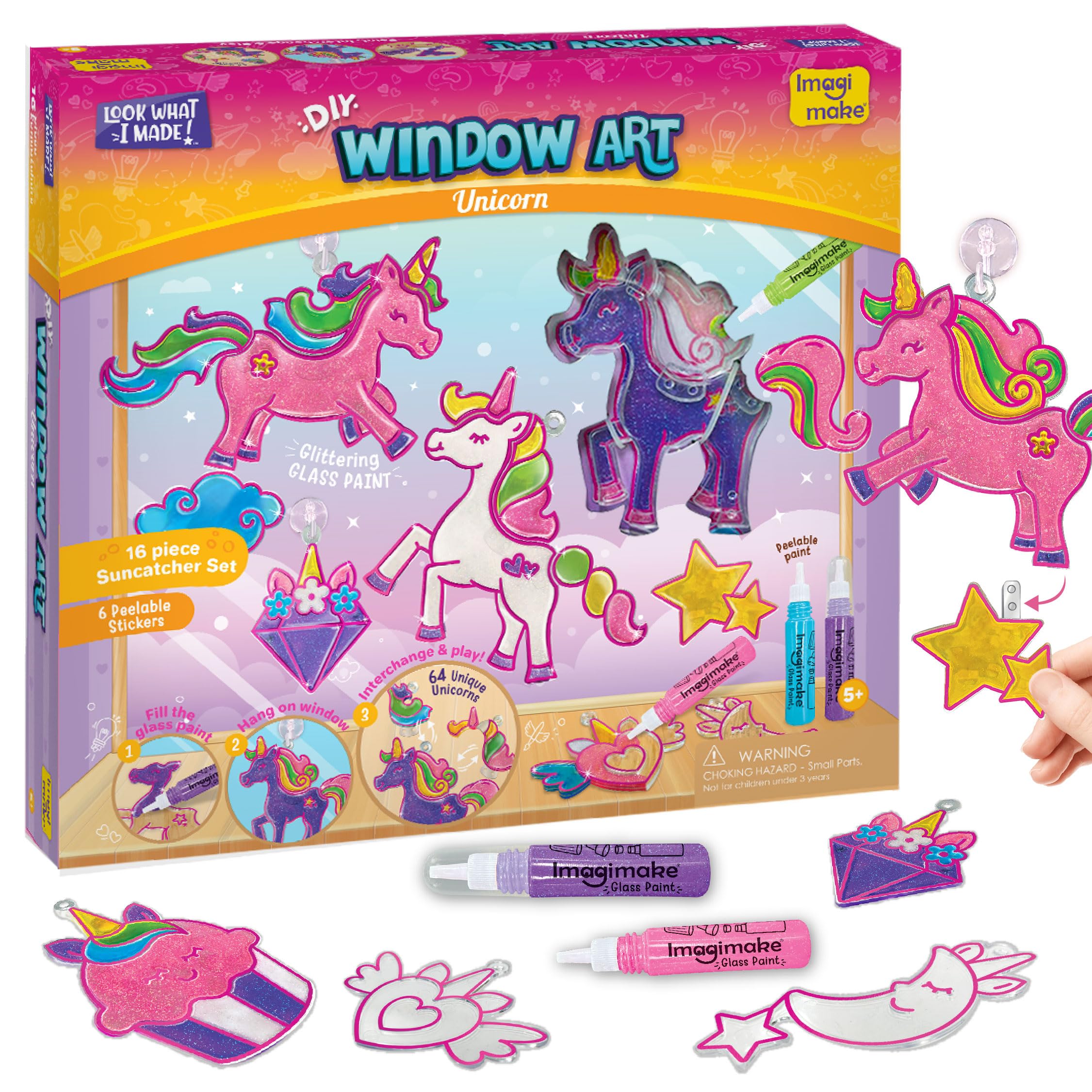 ImagimakeWindow Art Unicorn | Stained Glass Kit | Unicorn Girls Toys Age 6-8 | 6 Year Old Girl Birthday Gift | Art and Crafts for Girls 8-12 | DIY Suncatcher Kit for 5,6,7,8,9,10,11,12 Year Old Kids