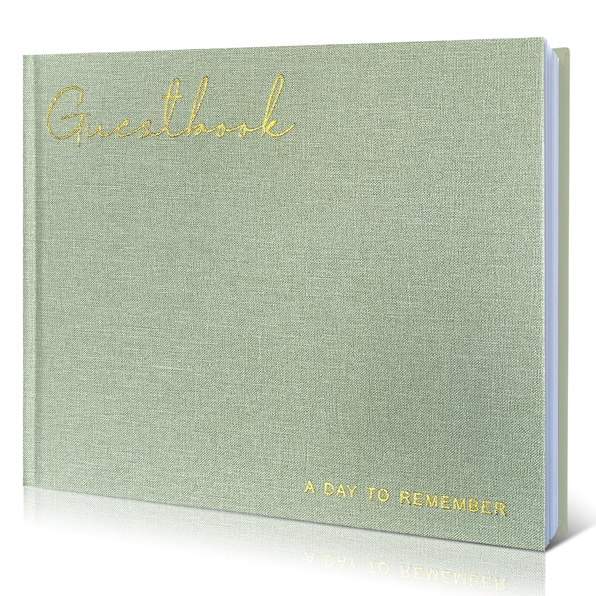 WeddingGiftsWedding Elegant Linen Wedding Guset Book - Polaroid Guest Book for Wedding Reception,Baby Shower,Bridal Shower and Special Events - 100 Blank Pages for Sign in and Photos (B-Sage Green)