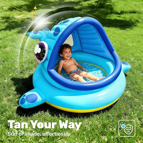 Miniatura 3 de JOYIN Piscina inflable para niños, tienda de campaña de piscina para bebés de ballena, piscina infantil para niños (54 x 56 x 28 pulgadas), piscina