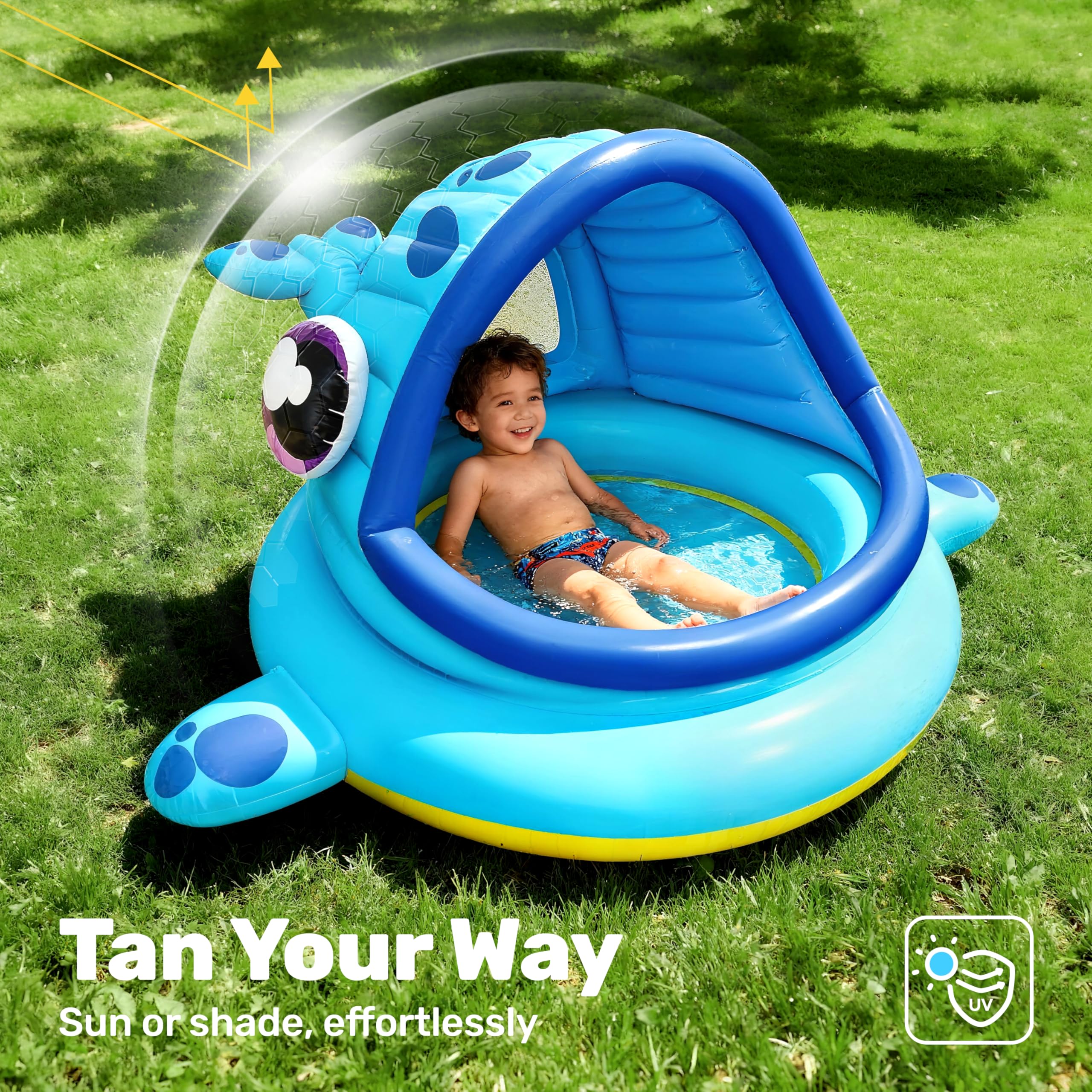 JOYIN Piscina Infantil Hinchable con Parasol para Niños 137 x 142 x 71cm Ballena Piscinas bebé Infantiles, Flotador de Natación Juguetes de Fiesta de natación