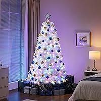 Vista 133 de Yaheetech 7.5ft Pre-lit Spruce Artificial Christmas Tree Snow Flocked Hinges Tree with 550 Multicolor LED Lights & 1284 Branch Tips & Metal Stand