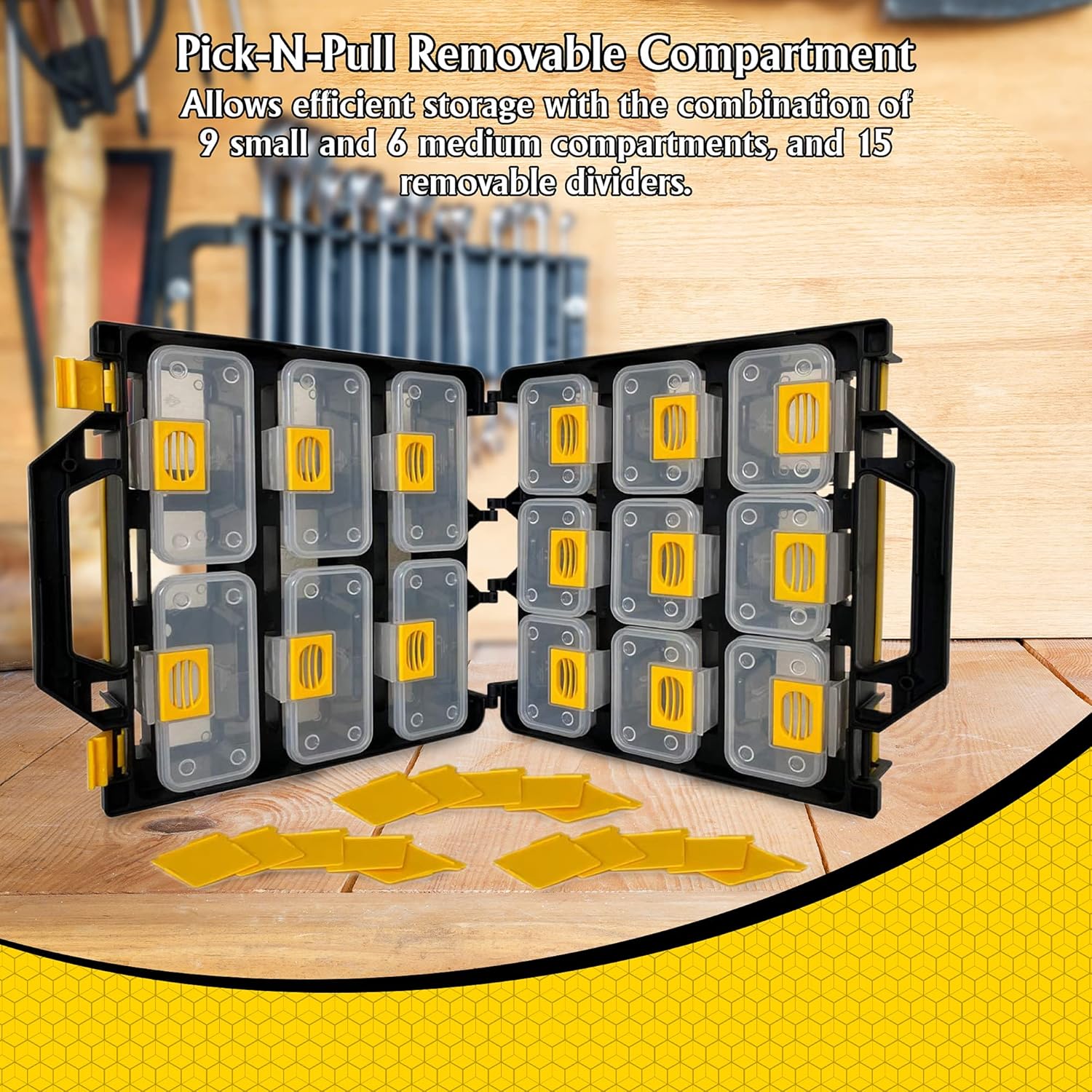 Hardware Tackle Box storage with Patented Removable Compartment Organizer and Reversible Carrying Case for Screws, Nuts and Bolts, WVE9420