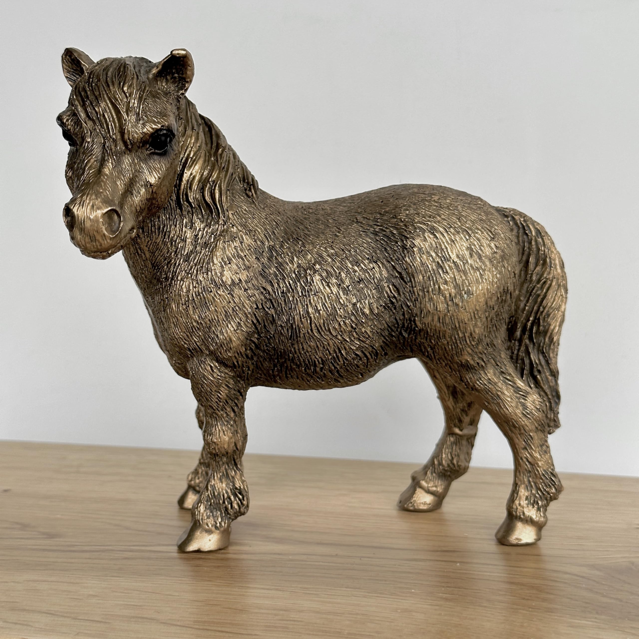 Leonardo Figura de caballo Shetland Pony efecto bronce envejecido, gama Bronzed Reflections, caja de regalo dorada