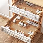Organisateur de tiroir à épices PanPanPal, 4 niveaux - Pack de 4 organisateurs de saisonnement en acrylique transparent, extensible de 11'' à 22'' pour tiroirs de cuisine (bocaux non inclus)