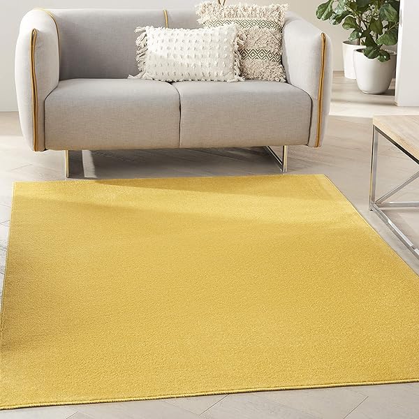 Sunny Yellow Rug Ideas for Living Room Color 7 Versatile Solid Yellow Low-Pile Rug