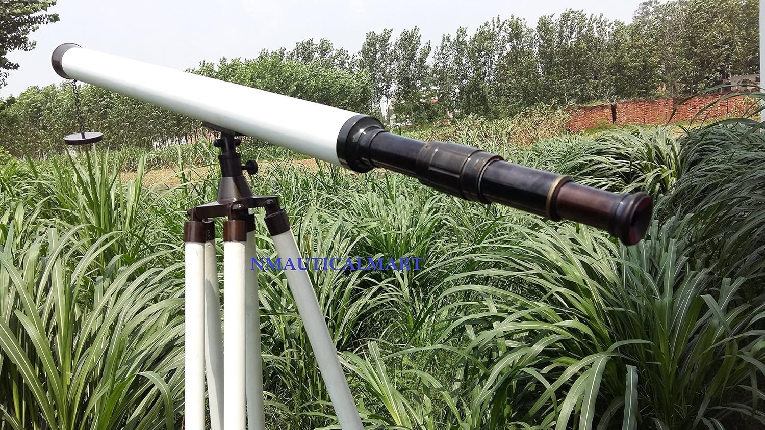 Floor Standing Oil-Rubbed Bronze/White Leather Harbor Master Telescope 60"