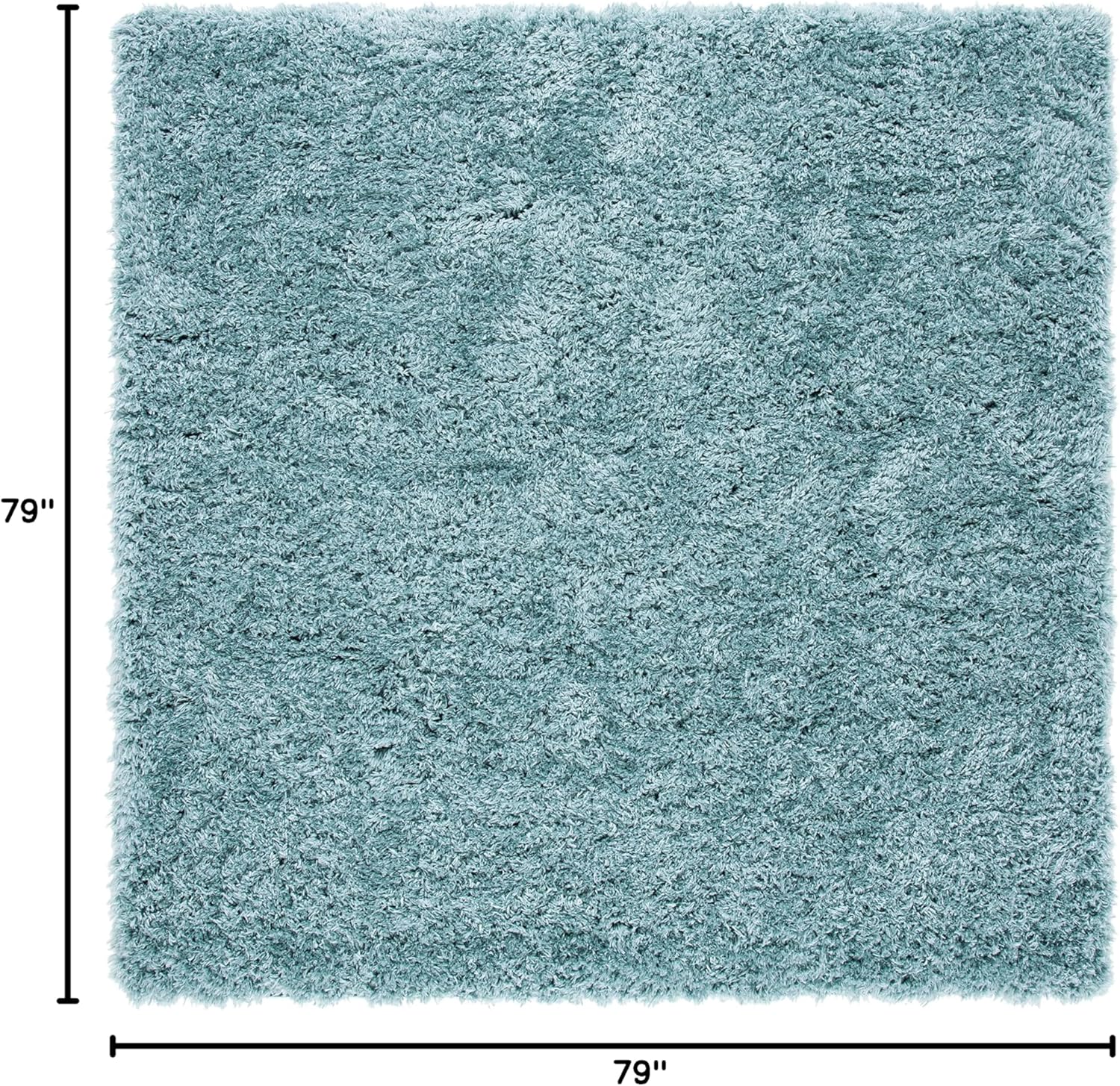 SAFAVIEH Flokati Shag Collection Area Rug - 6'7" Square, Blue, Solid Design, Non-Shedding & Easy Care, 2.75-inch Thick Ideal for High Traffic Areas in Living Room, Bedroom (FLK950M)