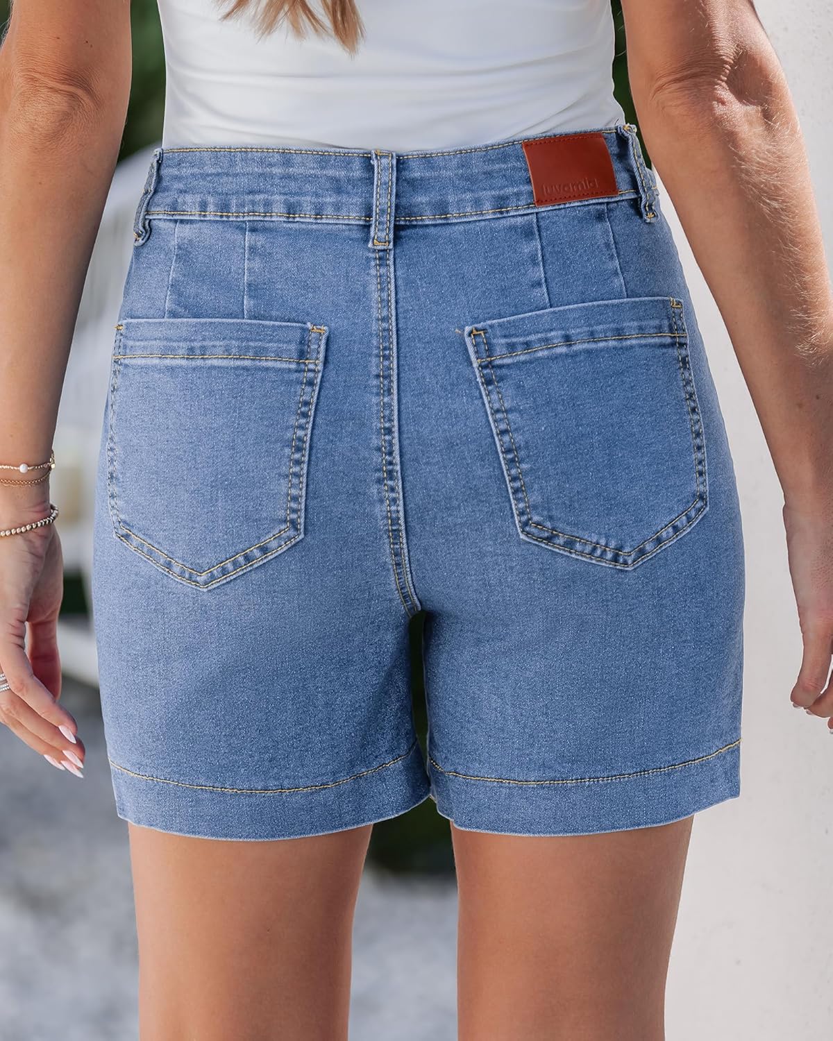 luvamia Jean Shorts for Women High Waisted Trendy Stretchy Denim Shorts 5 Inch Inseam Summer Casual Jorts with Pockets - Image 3