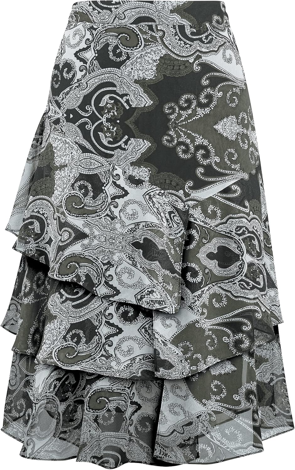 Miniatura 2 de Collections Etc Falda de gasa con volantes de triple nivel con cintura elástica, atuendo elegante