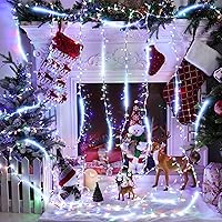 Vista 2 de iBaycon Luces de Navidad en Forma de Cadena, 20 pies de 240 LEDs Conectables, Luces de Flujo de Agua al Aire Libre Impermeables, 14 Modos de Cadena