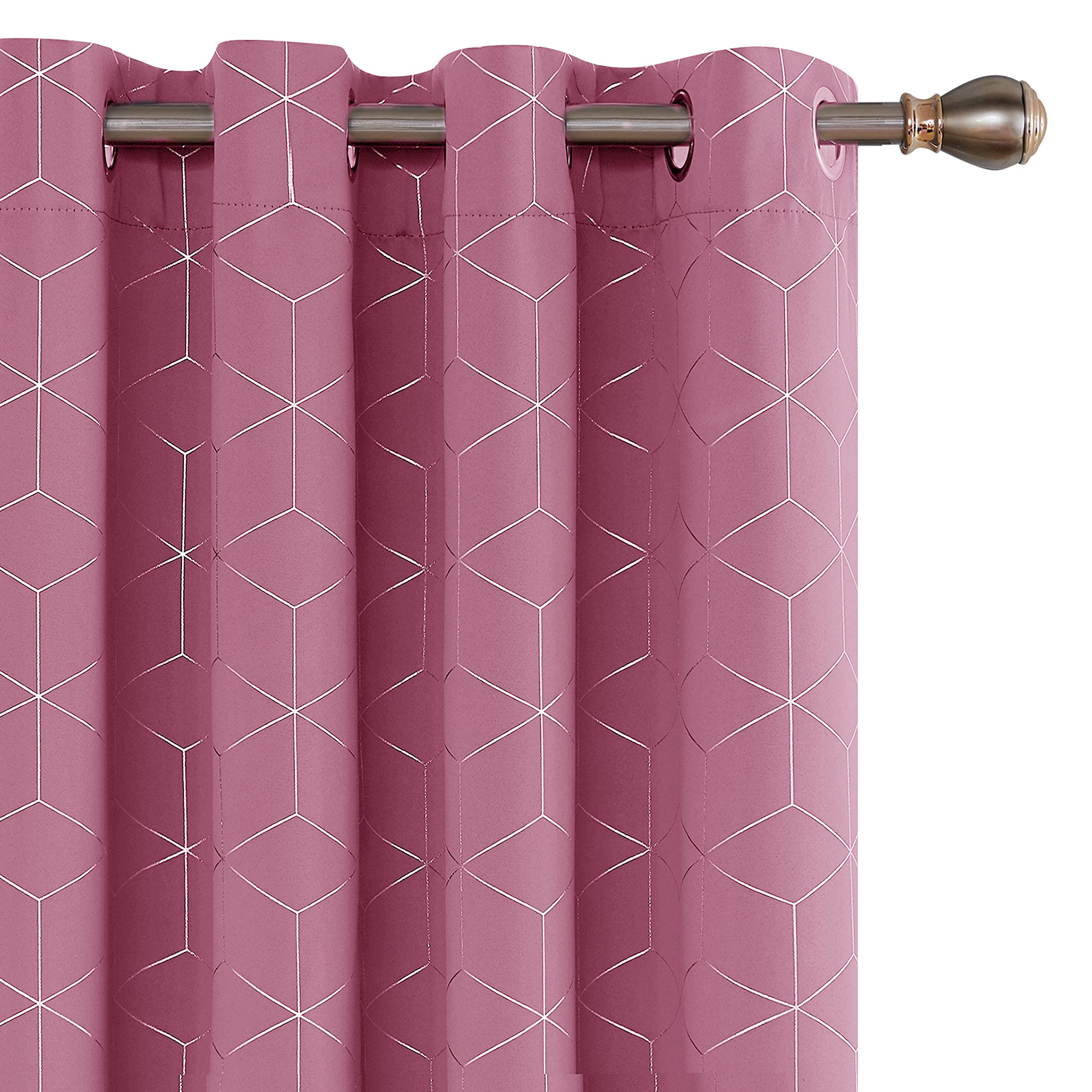 Deconovo Blackout Curtains, Eyelet Curtains, Diamond Foil Printed Energy Saving Curtains for Bedroom, 52 x 90 Inch(Width x Length), Sky Blue, One Pair — view 41