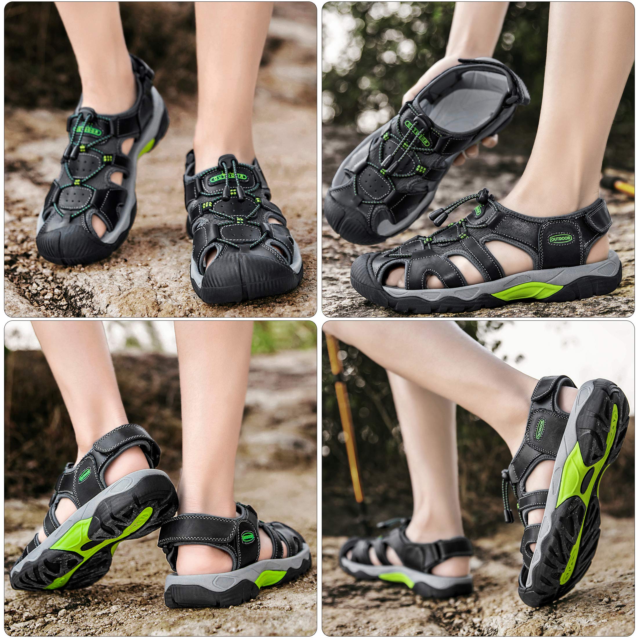 Sandali Sportivi Scarpe Estivi da Spiaggia per Uomo all'aperto Trekking Traspirante da Pescatore in Pelle Sandalo Acqua Nero 38