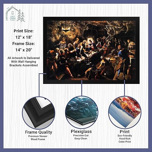Miniatura 2 de Póster enmarcado de The Last Supper de Tintoretto para decoración de pared  Póster de reproducción de pintura de obras de arte finas e imágenes