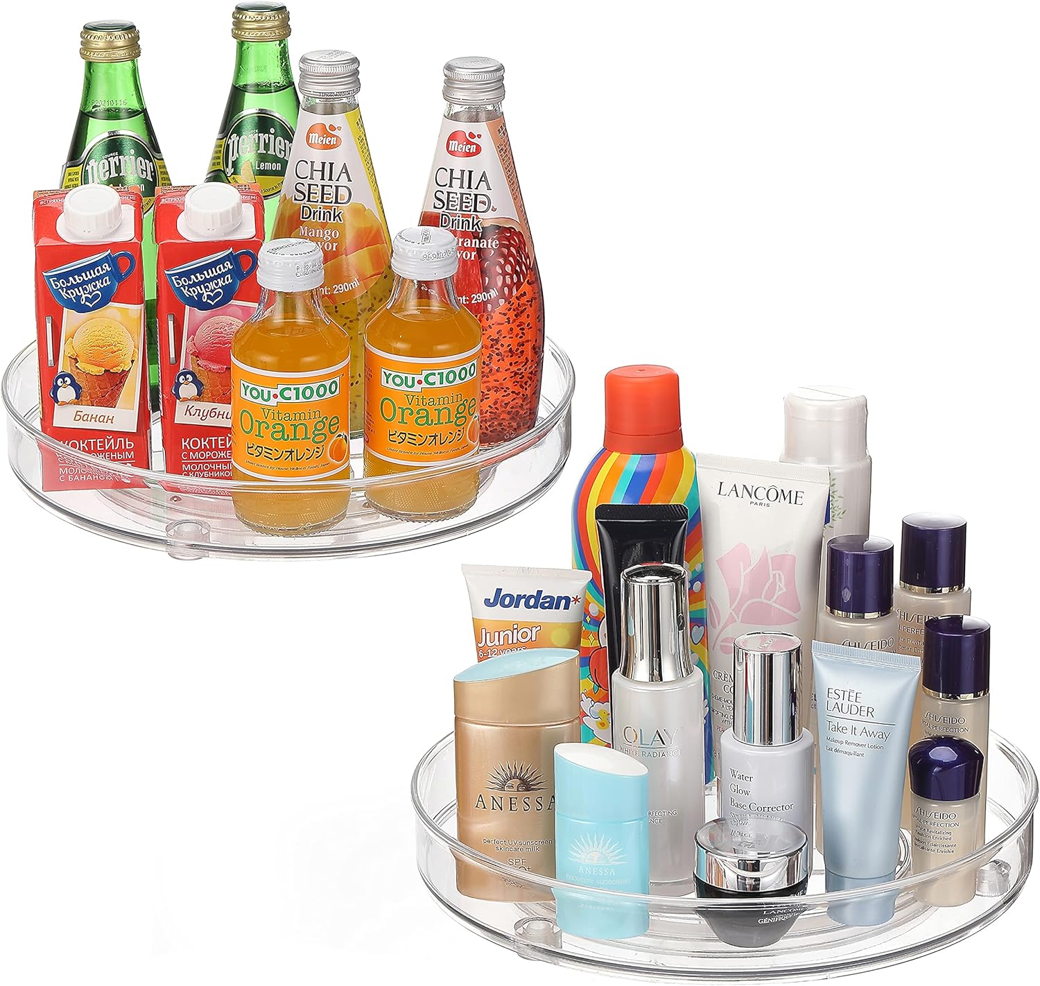 URALFA 2 Pack 10.5 in Lazy Susan & 3 Tier 9 Inch Lazy Susan Turntable for Cabinet