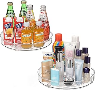URALFA 2-Pack Lazy Susan Cabinet Organizer, Plastic Rotating Round Lazy Susan Turntable for Pantry, Countertop, Table, Fri...
