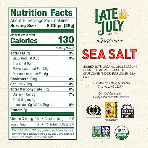 Miniatura 2 de Late July Patatas de maíz con sal marina orgánica, bolsa de 10.1 Oz