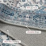 XWZO 2x3 Rug de zone pour entrée, lavable en douceur Vintage Rug Floral Petite Rug, Couverture de sol non glissant, Ultra-Thin Pile Mat de porte intérieure pour salle de bains chambre à coucher - 2'x3', bleu
