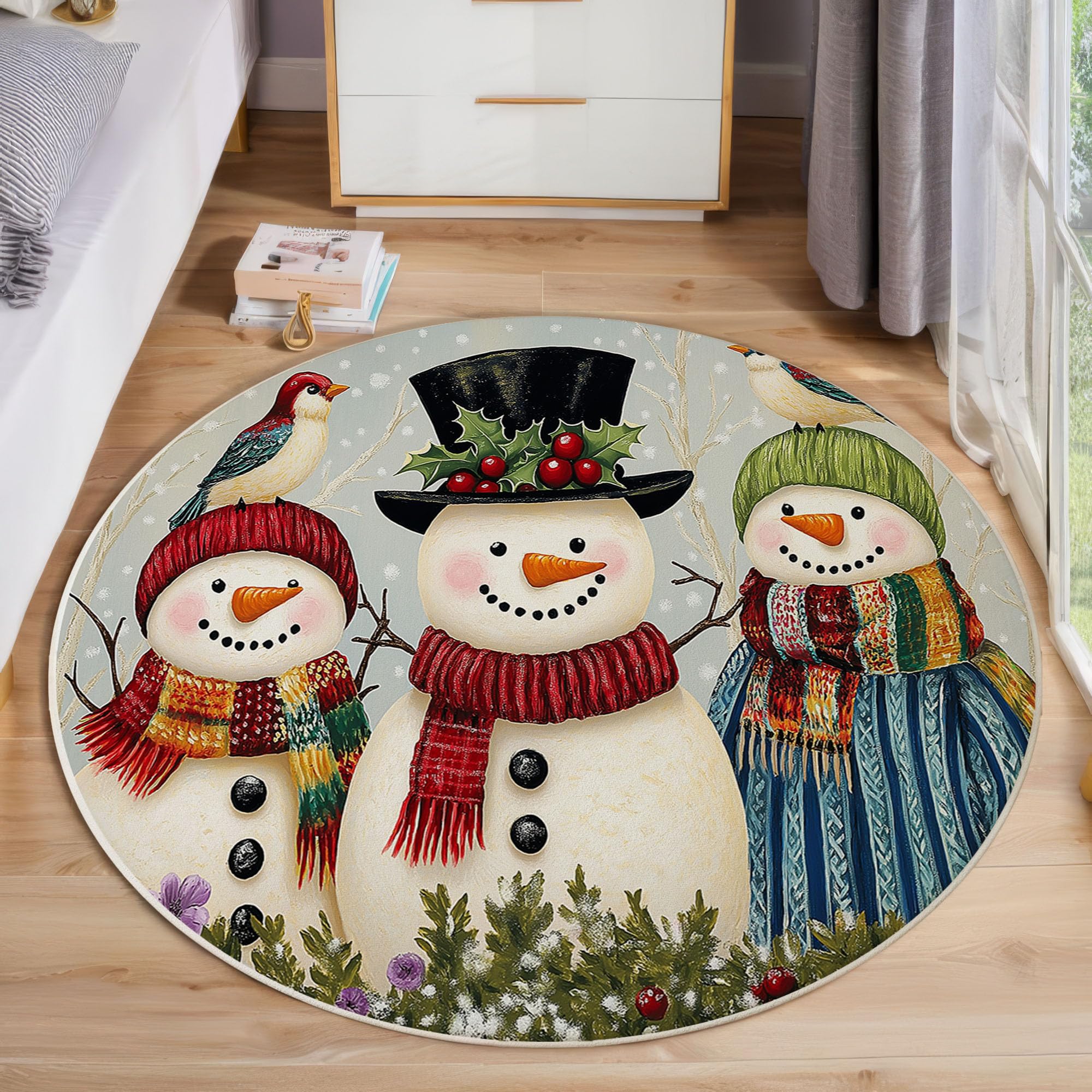 Tapis bonhomme de neige mignon 100 cm gris anthracite lavable poil ras