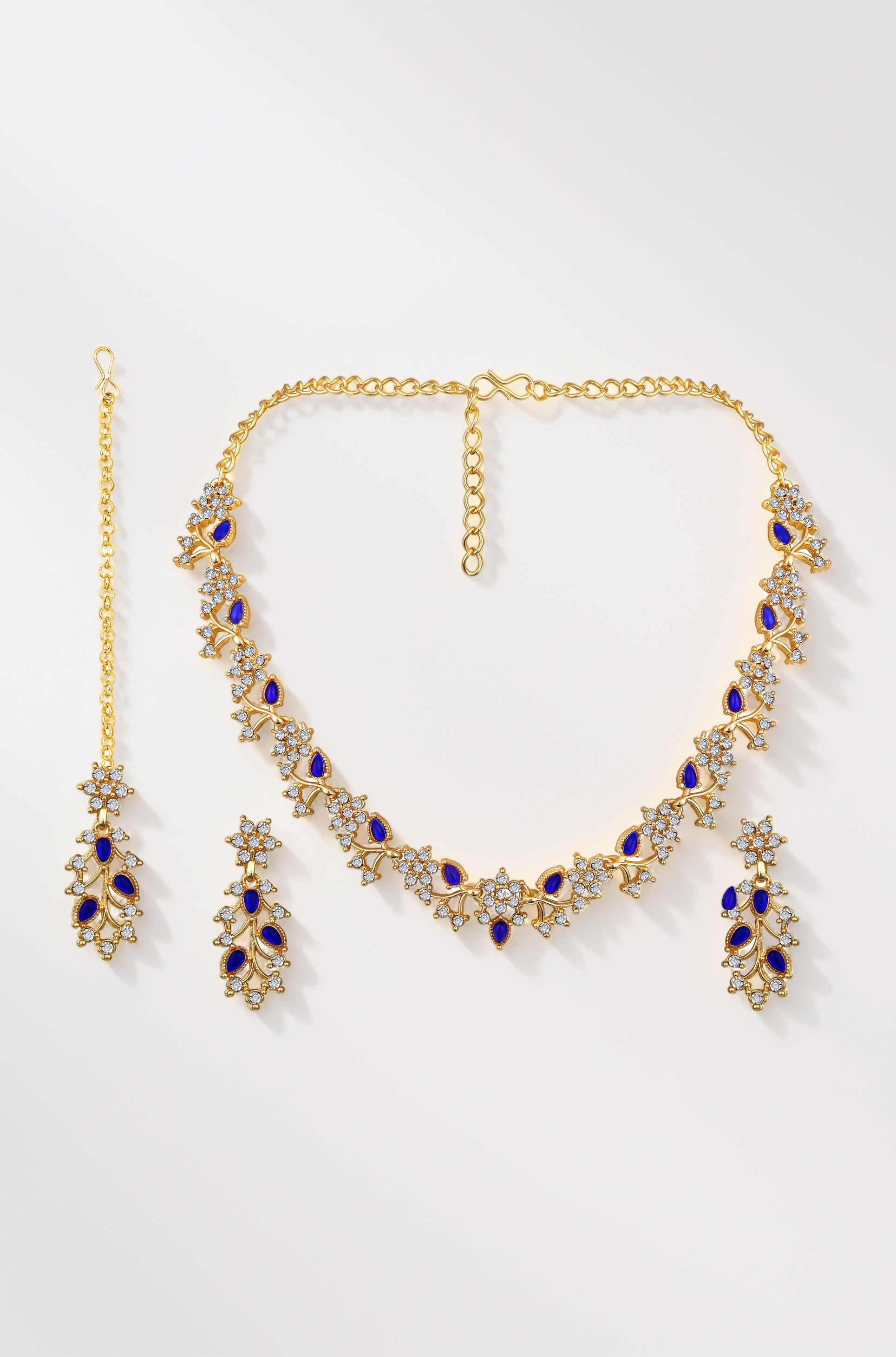 Atasi International American Diamond AD with Colorful Crystal Necklace Jewellery Set for Women/Girls | Perfect for Weddings, Parties & Festive Occasions