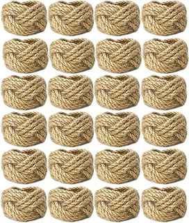 WINGFISH Farmhouse Burlap Jute Napkin Rings Set of 24 - Handmade Woven Rustic Holders for Weddings, Parties, Thanksgiving & Daily Dinners