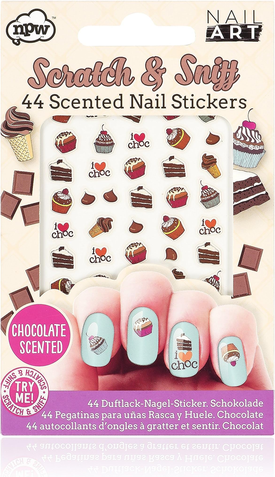NPW Scented Nail Art Sticker Decals - Chocolate Scratch & Sniff Nail Stickers