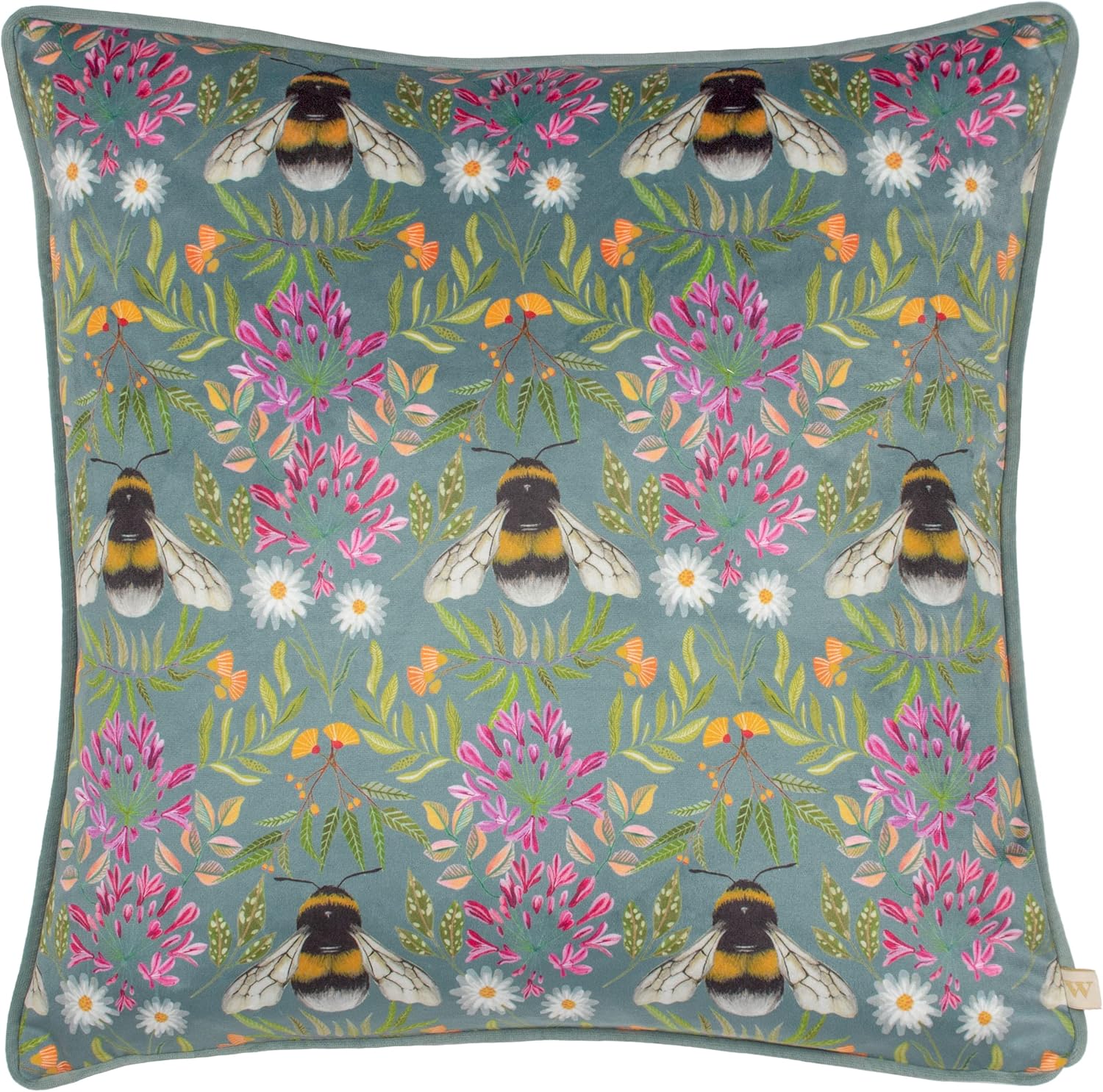 Wylder Nature House of Bloom Zinnia Bee Repeat Cushion Cover,43 x 43cm