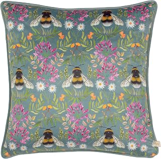 Wylder Nature House of Bloom Zinnia Bee Repeat Cushion Cover,43 x 43cm