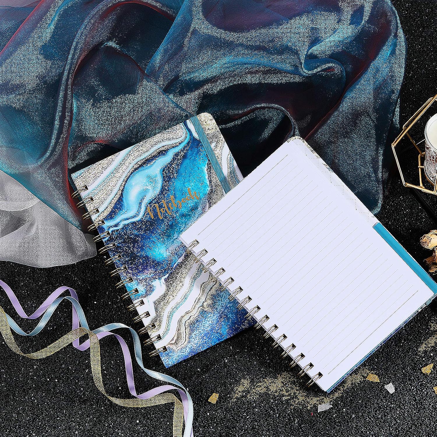 Ruled Notebook/Journal - Lined Journal with Premium Thick Paper, 8.5" X 6.4", College Ruled Spiral Notebook/Journal, Banded with Exquisite Inner Pocket, Waterproof Hardcover with Colorful Pattern