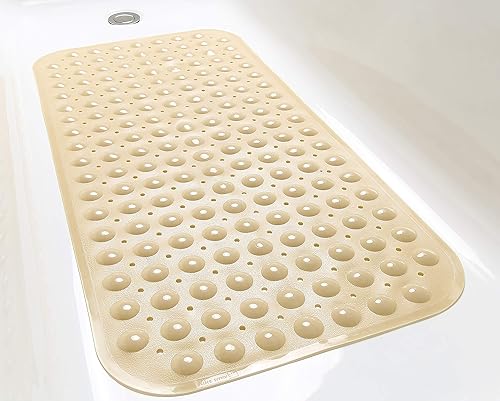 Miniatura 43 de Tapete grande antideslizante para bañera y ducha de 31 x 16 pulgadas (solo bañeras suaves/sin textura), seguro, limpio, lavable a máquina, agarre y