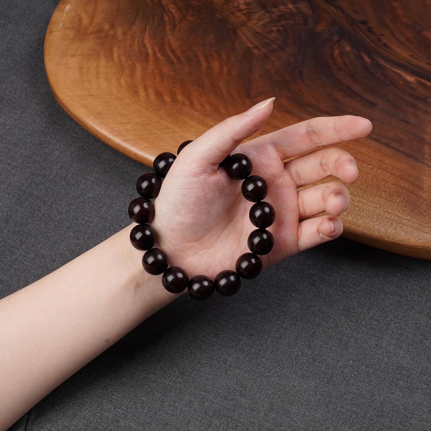 Meditaiton Men Beaded Bracelets, Handmade Sandalwood Mala Beads, Buddhist Prayer Red Wood Bracelets, Comfortable for Daily Wear Yoga Gift for Men