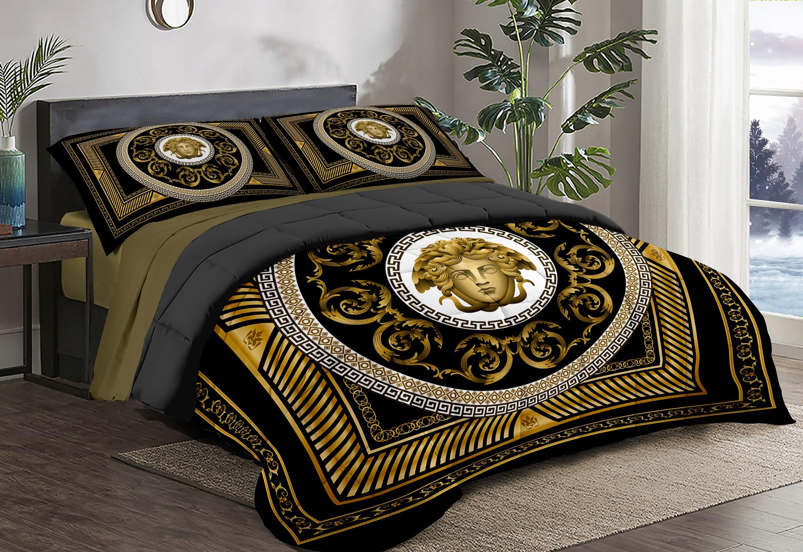 Masters House Trapunta Piumone Invernale Matrimoniale Stampa Digitale HD 4K in Microfibra Anallergica, Imbottitura Calda e Morbida, Design Elegante, Made in Italy (Medusa)