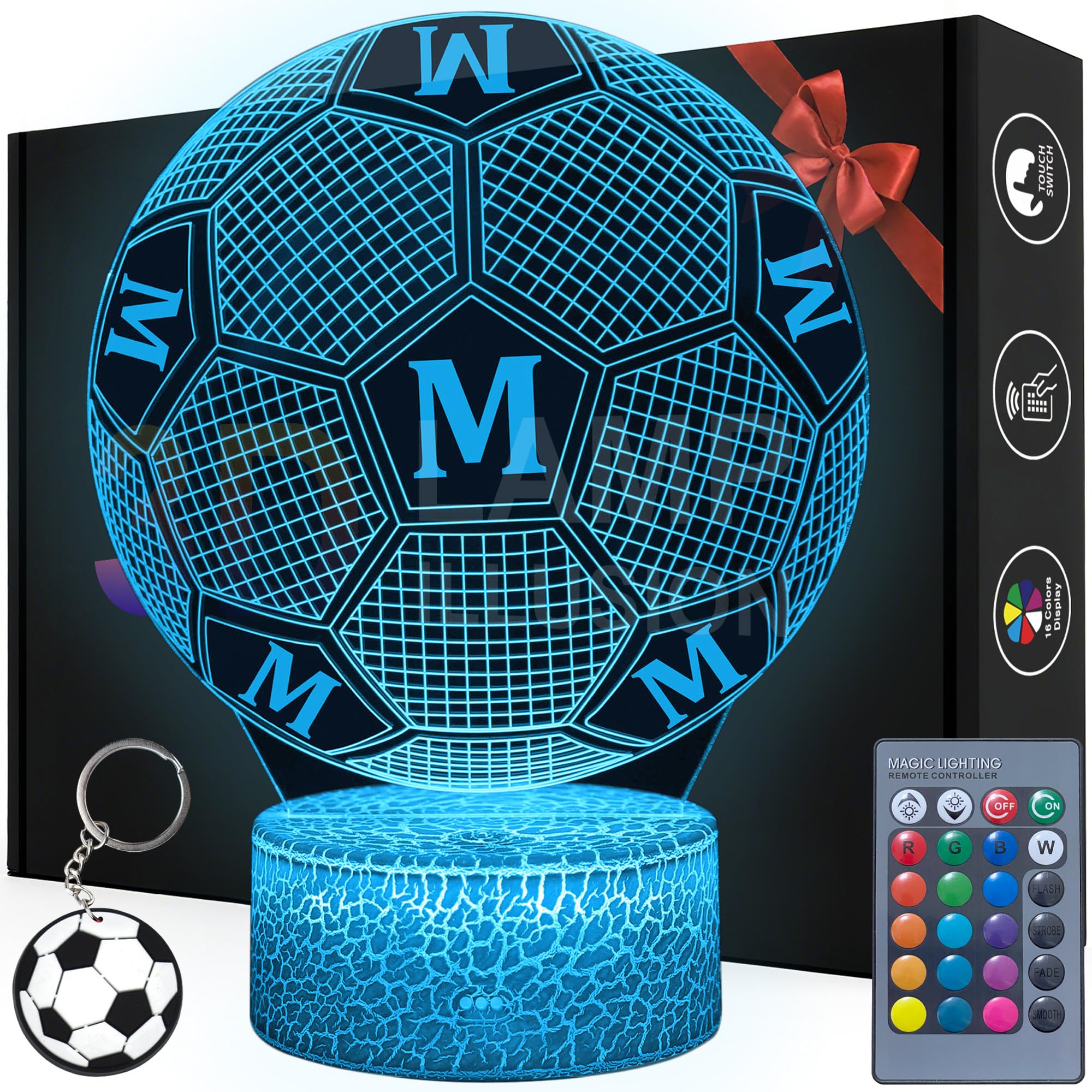 Magiclux Football Night Light for Manchester City Fan,16 Color Dimmable Room Decor Soccer Lamp with Remote, Football Gift Ideas for Kids Teens Men Birthday Christmas