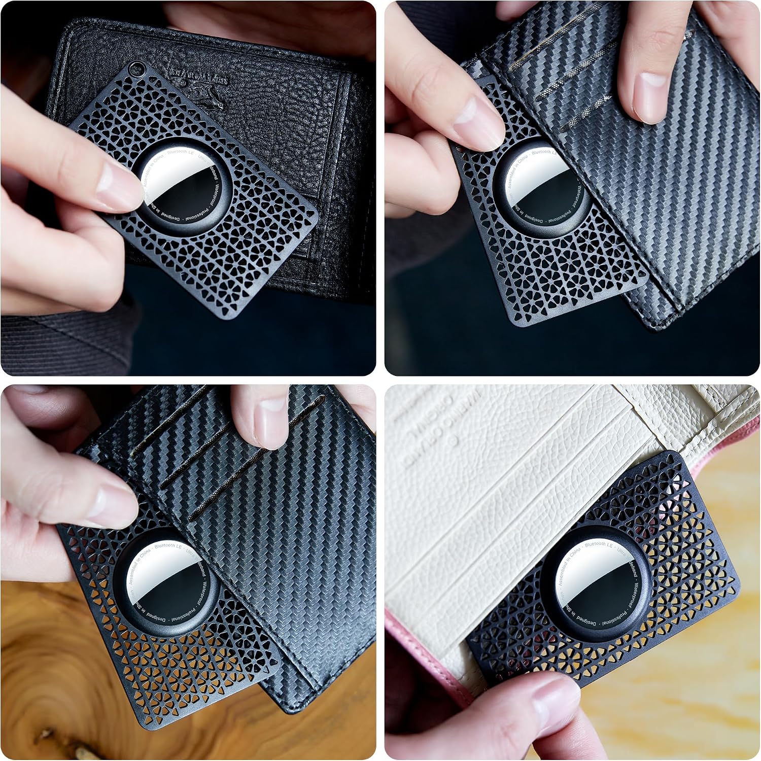 for Airtag Wallet Holder 2 Pack [1st & 2nd Generation] Ultra Thin (0.1") Card Case for Purse, Handbag, Backpack Wallet, Clutch, for Airtag Holder for Women & Men - Black