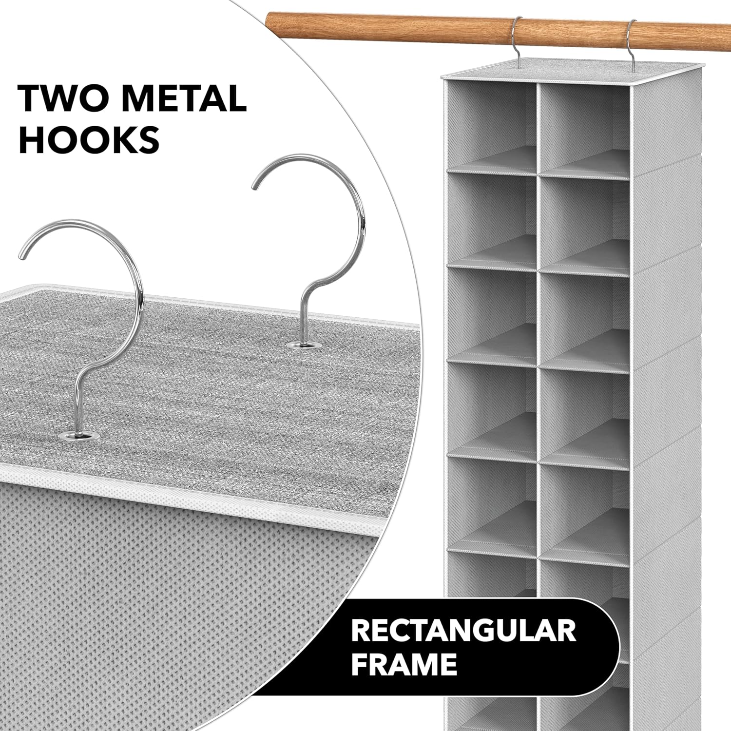 Simple Houseware 20 Section Shelves Hanging Shoes Organizer Holder for Closet, Gray