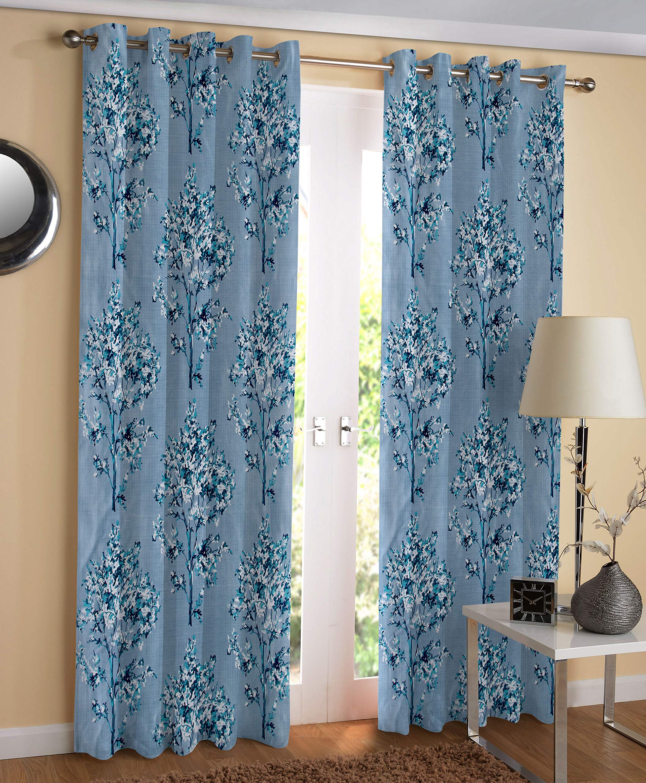 Waco Creation? Polyester Long Crush Modern Floral 80% Blackout Curtains Eyelet Ring (4 x 7, Aqua Blue) - Set of 2 Pieces (B089BV5PJG) Amazon Price History, Amazon Price Tracker