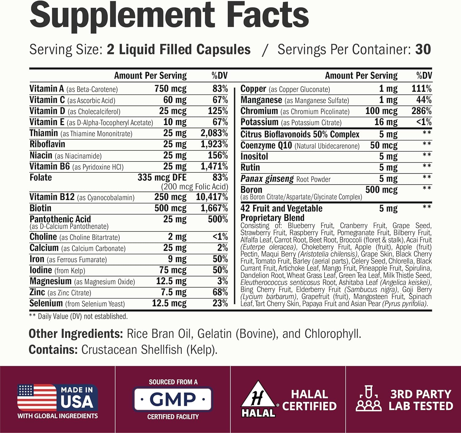 Multivitamin for Women with Vitamins and Minerals for Energy, Focus and Immune Health – Premium Daily Womens Multivitamins & Multiminerals – 60 Liquid Capsules