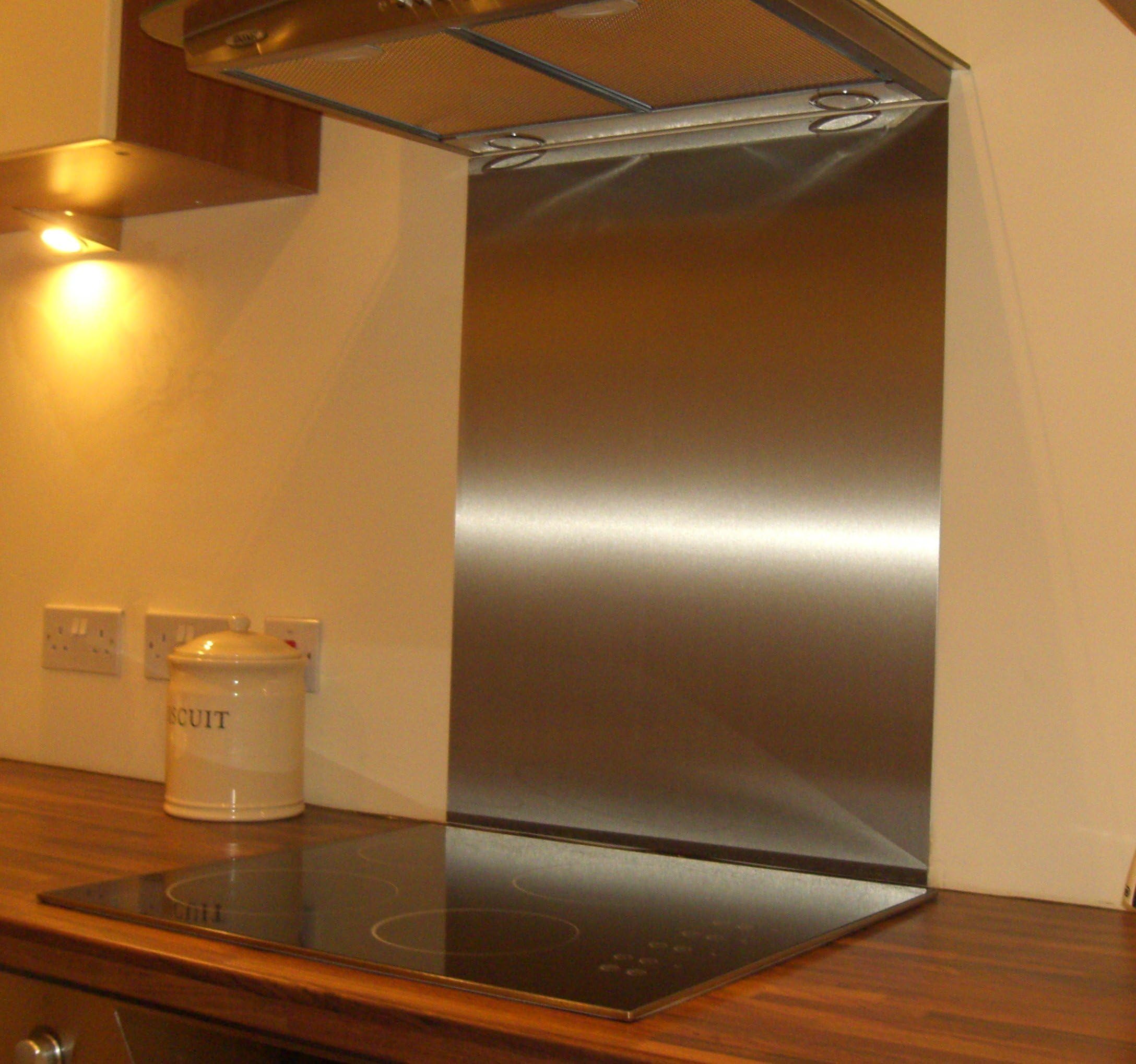 0.9mm Thick Brushed Stainless Steel Kitchen Splashback 600mm x 450mm
