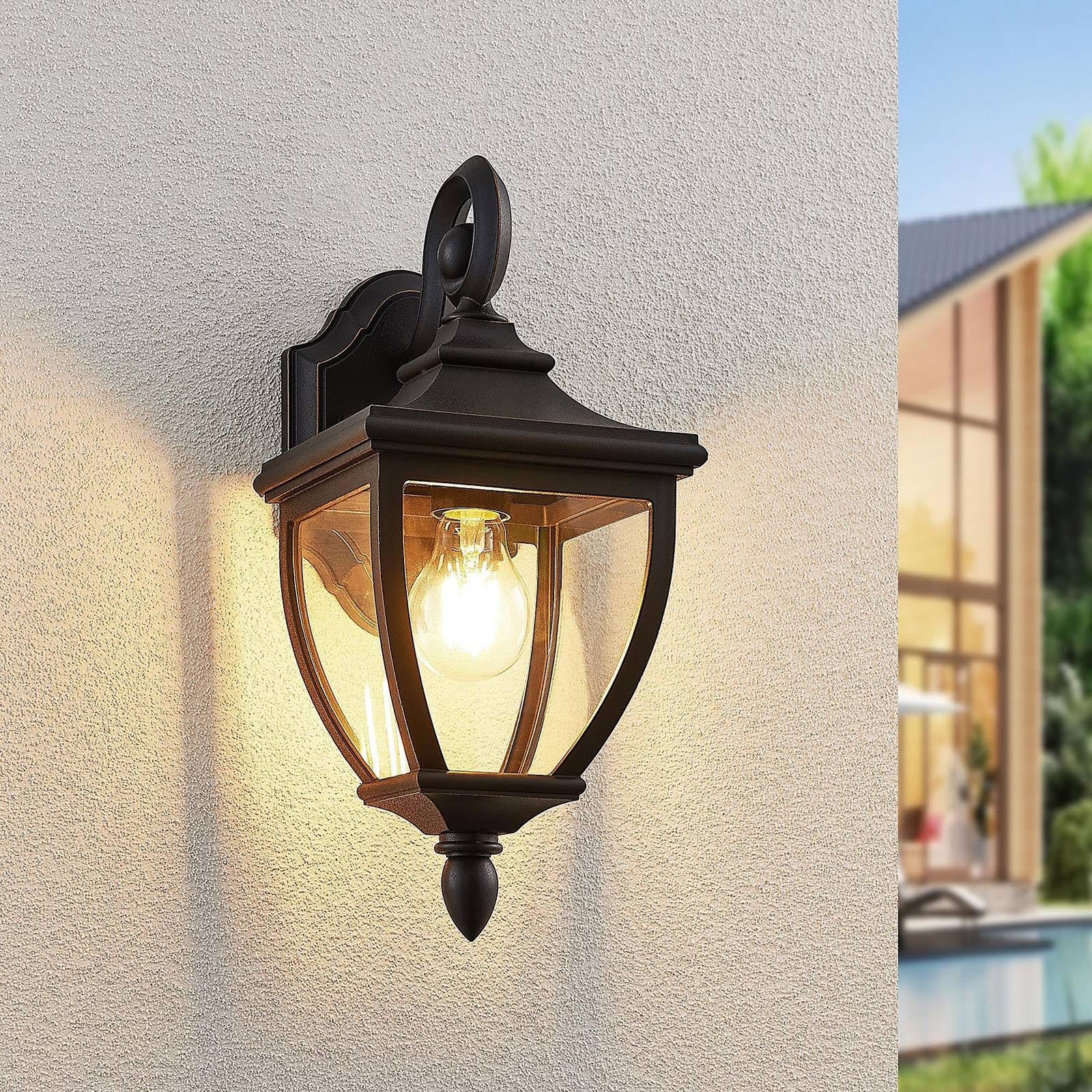 Lindby Applique da esterni dimmerabile (Antico) colore Nero, applique lampada LED outdoor per facciata/parete terrazzo e balcone