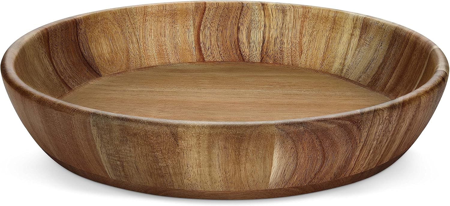  | Miusco 12 Inch Chip and Dip Serving Set, Premium Acacia Wood Plate with Sauce Bowl, Appetizer & Snack Serving Platter, Great for Buffalo Wings & Cocktail Shrimp, Upgraded (was 10 inch): Platters