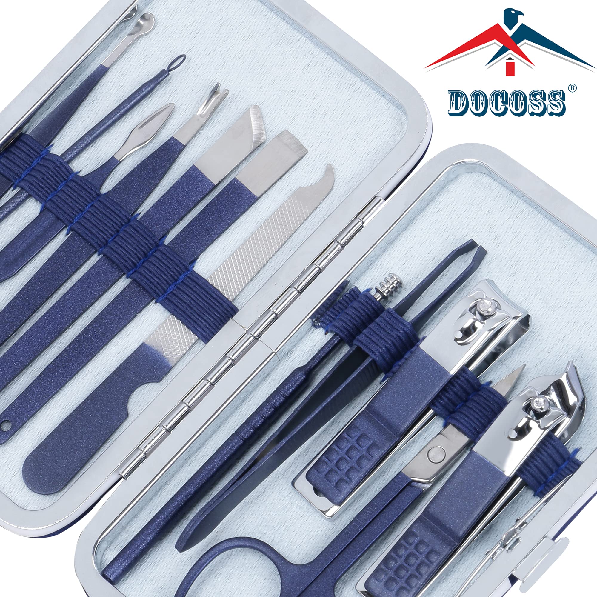 DOCOSS-12 IN 1 Manicure Pedicure Kit - Women's Nail Cutter, Acne Needle, Nail Clippers Set
