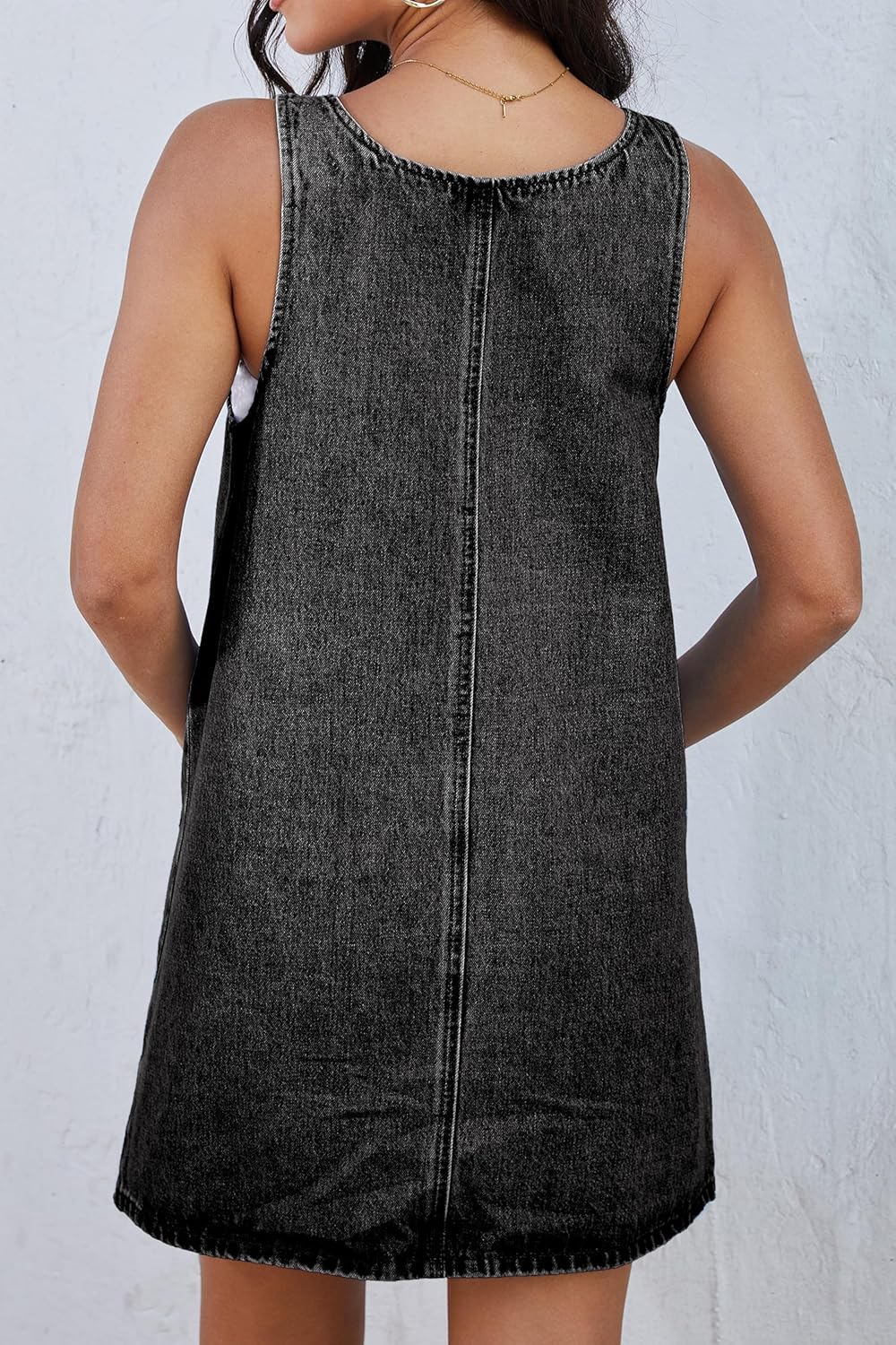 Jumppmile Women's Denim Overall Dress Jean Jumper with Adjustable Straps Pockets Effortless Daily Wear for Spring Summer Fall - Image 3