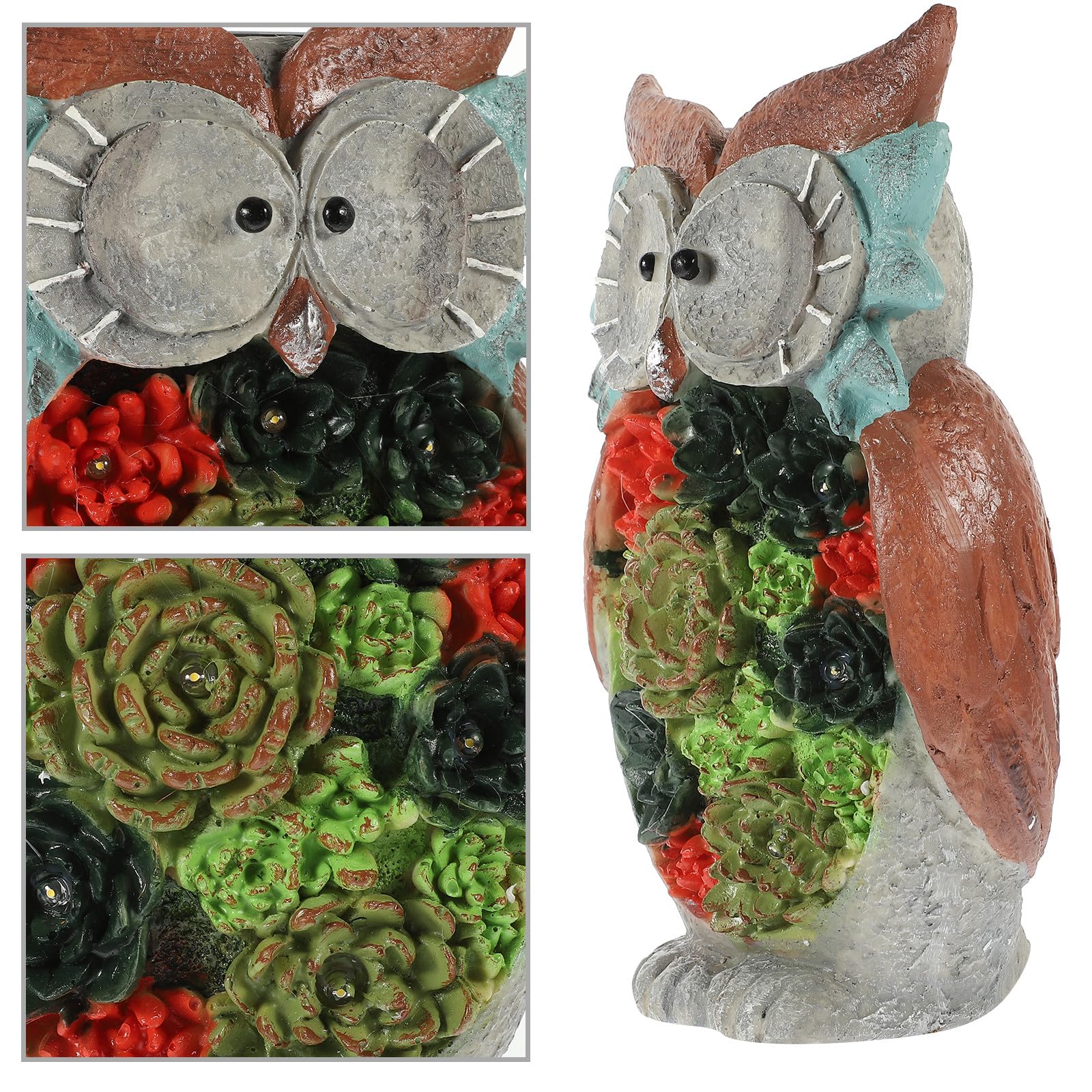 Eulenfigur Gartenlampe aus Kunstharz, für Hof und Rasen | Stabile Helligkeit, Kreative Nachtbeleuchtung, Dekorative Landschaftsfigur