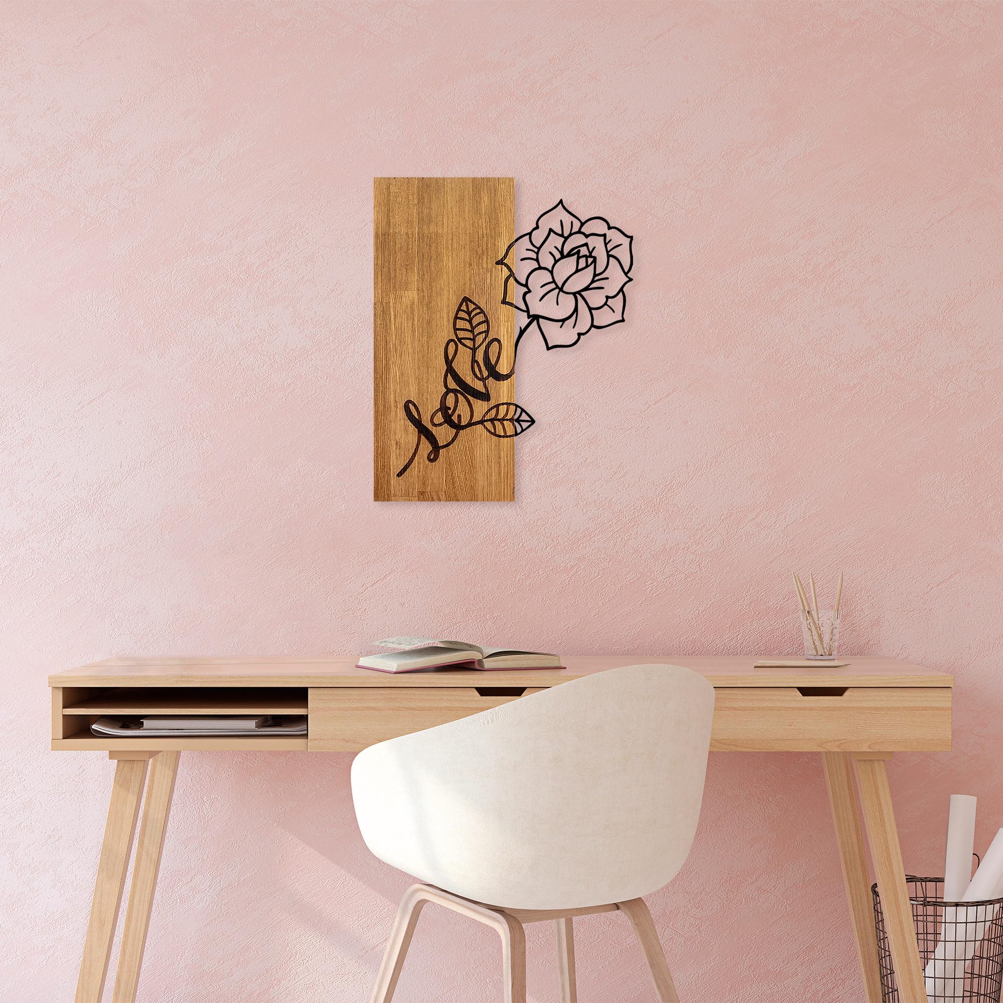 Elegant Decorative Wooden Wall Accessory, 47 x 58 cm, 100% Wood & Metal, Walnut & Black, Unique Design, Perfect for Home Decor, Lightweight & Stylish
