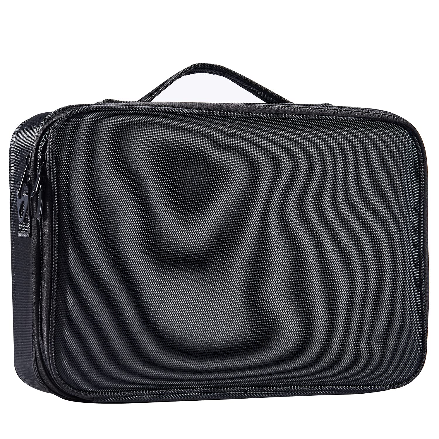 Grande borsa per il trucco, da viaggio, con scomparti regolabili, custodia per il trucco professionale, scatola per il trucco, kit per il trucco, kit per il trucco, kit per capelli con una cinghia a
