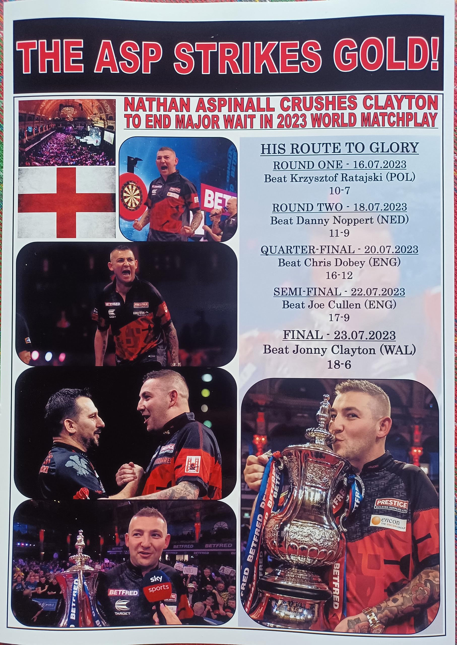 Nathan Aspinall 2023 World Matchplay Champion - souvenir print
