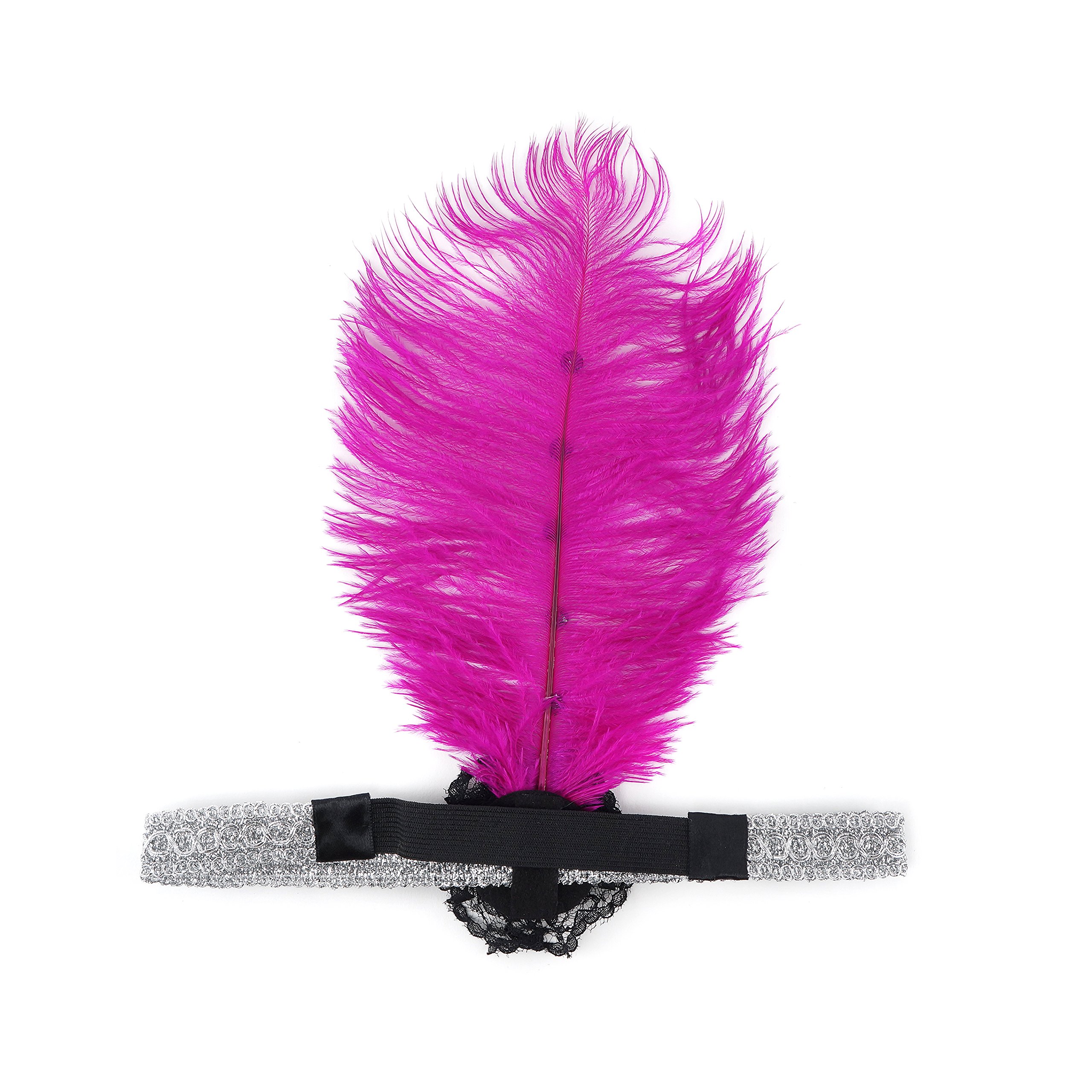 1920s Flapper Headband Pink Feathers Rhinestones Gatsby Style for Women Amazon.com: BABEYOND 1920s Flapper Headband Crystal Great  main image 3