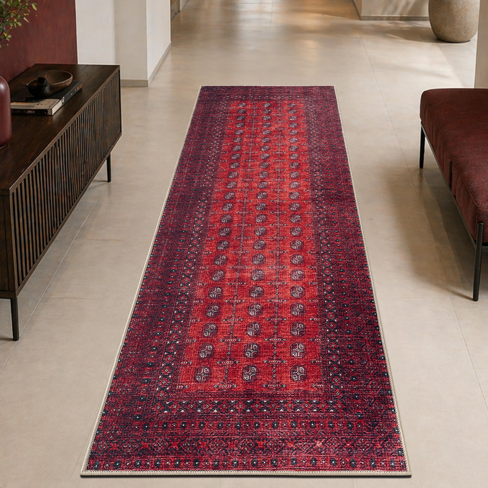 Photo 1 of Keen Home Design Vintage Washable Runner Rug, Non-Slip Low Pile, 2x7