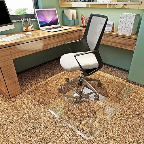 Tapete para silla de vidrio templado premium con borde biselado exclusivo  36 x 46 pulgadas  Lo último en elegancia de oficina por Clearly Innovative