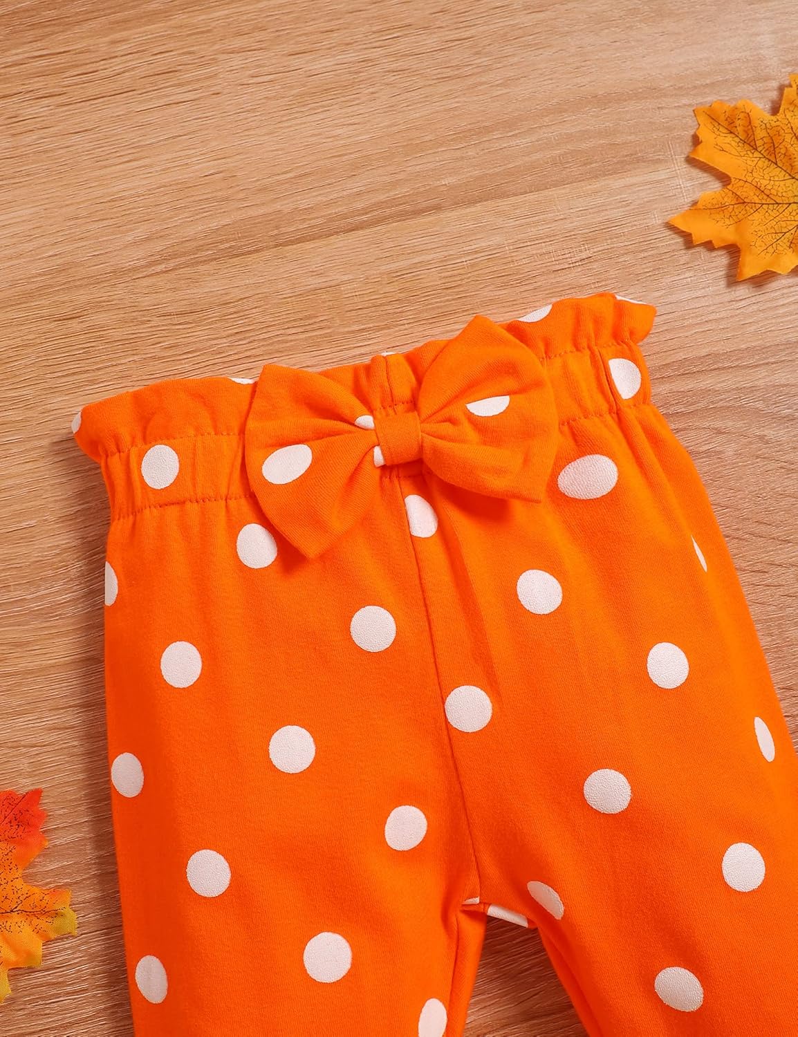 TUEMOS Thanksgiving Outfits Baby Girl My First Thanksgiving Romper+Polka Dot Pant+Headband Baby Girl Thanksgiving Clothes Set - Image 7