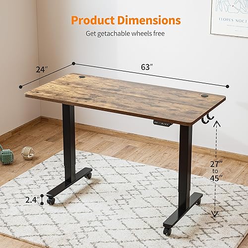 Miniatura 11 de BANTI Escritorio eléctrico de pie de 40 pulgadas, escritorio de pie de altura ajustable, escritorio de oficina en casa, parte superior blanca